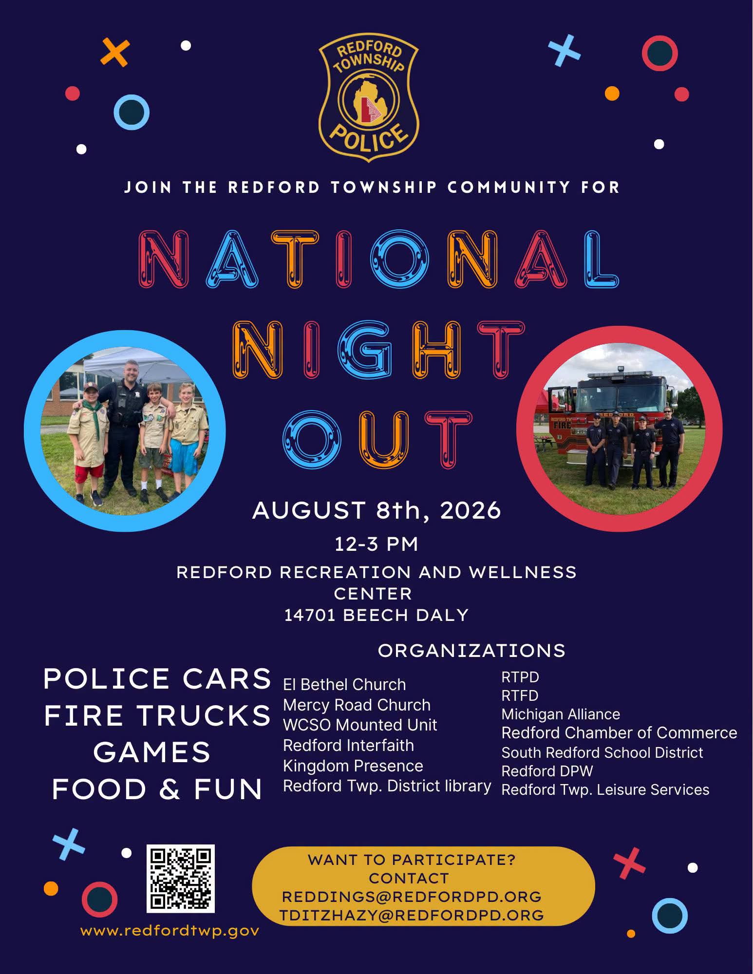 National Night Out 2026 — Redford Township community event — August 8